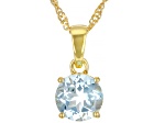Sky Blue Topaz 18k Yellow Gold Over Sterling Silver December Birthstone Pendant With Chain 1.91ct