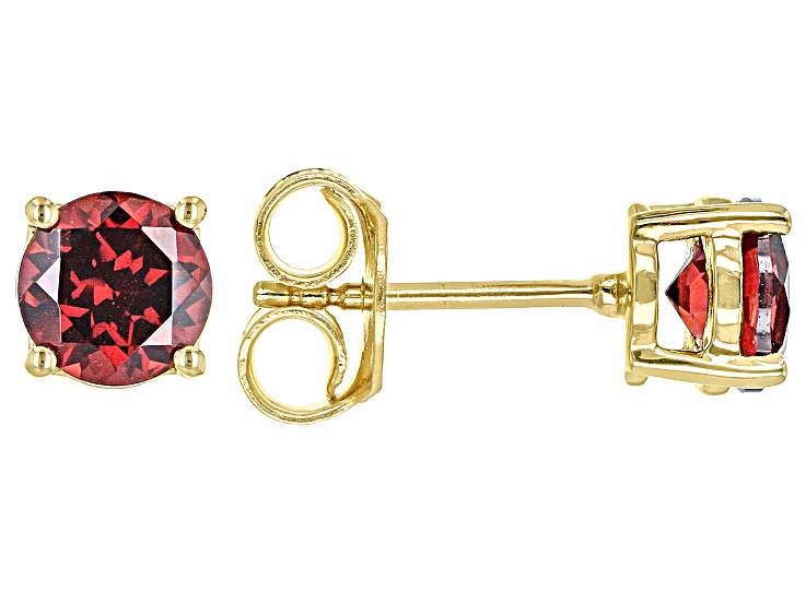 Red Garnet18k Yellow Gold Over Silver January Birthstone Stud Earrings 1.53ctw