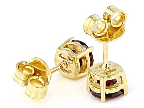 Red Garnet18k Yellow Gold Over Silver January Birthstone Stud Earrings 1.53ctw
