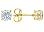 Blue Aquamarine 18k Yellow Gold Over Sterling Silver March Birthstone Stud Earrings 1.28ctw