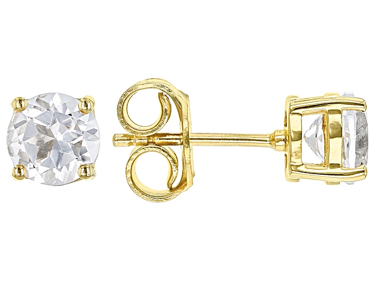 White Topaz 18k Yellow Gold Over Sterling Silver April Birthstone Stud Earrings 1.79ctw