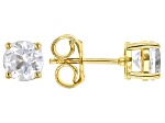 White Topaz 18k Yellow Gold Over Sterling Silver April Birthstone Stud Earrings 1.79ctw