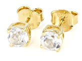 White Topaz 18k Yellow Gold Over Sterling Silver April Birthstone Stud Earrings 1.79ctw