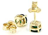 Green Lab Created Emerald 18k Yellow Gold Over Silver May Birthstone Stud Earrings 1.39ctw