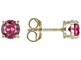 Red Lab Created Ruby 18k Yellow Gold Over Sterling Silver July Birthstone Stud Earrings 1.82ctw