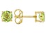 Green Manchurian Peridot(TM) 18k Yellow Gold Over Silver August Birthstone Stud Earrings 1.44ctw