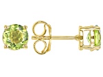 Green Peridot 18k Yellow Gold Over Silver August Birthstone Stud Earrings 1.44ctw