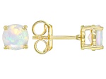 Multicolor Ethiopian Opal 18k Yellow Gold Over  Silver October Birthstone Stud Earrings 0.93ctw