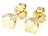 Multicolor Ethiopian Opal 18k Yellow Gold Over  Silver October Birthstone Stud Earrings 0.93ctw