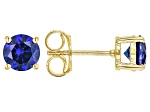 Blue Lab Created Sapphire 18k Yellow Gold Over Silver September Birthstone Stud Earrings 1.83ctw