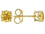 Yellow Citrine 18k Yellow Gold Over Sterling Silver November Birthstone Stud Earrings 1.40ctw