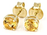 Yellow Citrine 18k Yellow Gold Over Sterling Silver November Birthstone Stud Earrings 1.40ctw