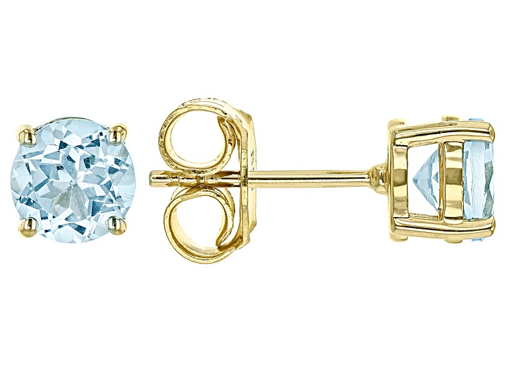 Sky Blue Topaz 18k Yellow Gold Over Sterling Silver December Birthstone Stud Earrings 1.83ctw