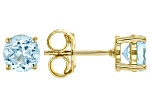 Sky Blue Topaz 18k Yellow Gold Over Sterling Silver December Birthstone Stud Earrings 1.83ctw