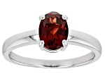 Red Garnet Rhodium Over Sterling Silver January Birthstone Ring 1.27ct