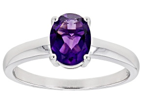 Purple Amethyst Rhodium Over Sterling Silver February Birthstone Ring 0.98ct