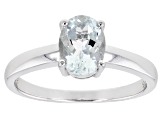 Blue Aquamarine Rhodium Over Sterling Silver March Birthstone Ring 0.85ct