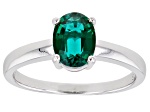Green Lab Created Emerald Rhodium Over Sterling Silver May Birthstone Ring 0.95ct