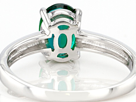 Green Lab Created Emerald Rhodium Over Sterling Silver May Birthstone Ring 0.95ct