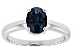 Blue Lab Created Alexandrite Rhodium Over Sterling Silver June Birthstone Ring 1.23ct
