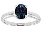 Blue Lab Created Alexandrite Rhodium Over Sterling Silver June Birthstone Ring 1.23ct