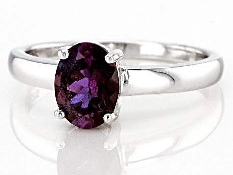 Blue Lab Created Alexandrite Rhodium Over Sterling Silver June Birthstone Ring 1.23ct