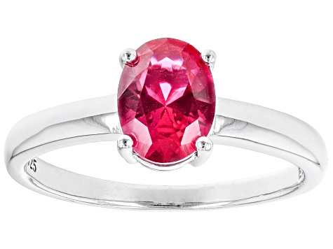 Red Lab Created Ruby Rhodium Over Sterling Silver July Birthstone Ring 1.27ct