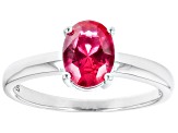 Red Lab Created Ruby Rhodium Over Sterling Silver July Birthstone Ring 1.27ct