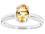 Yellow Brazilan Citrine Rhodium Over Sterling Silver November Birthstone Ring 0.94ct