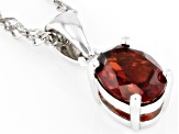 Red Vermelho Garnet(TM) Rhodium Over Silver January Birthstone Pendant With Chain 1.27ct