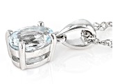 Blue Aquamarine Rhodium Over Sterling Silver March Birthstone Pendant With Chain 0.85ct