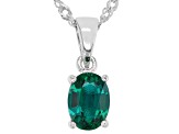 Green Lab Created Emerald Rhodium Over Sterling Silver May Birthstone Pendant With Chain 0.95ct
