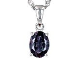 Blue Lab Created Alexandrite Rhodium Over Sterling Silver June Birthstone Pendant With Chain 1.23ct