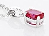 Red Lab Created Ruby Rhodium Over Sterling Silver July Birthstone Pendant With Chain 1.27ct