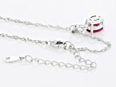 Red Lab Created Ruby Rhodium Over Sterling Silver July Birthstone Pendant With Chain 1.27ct