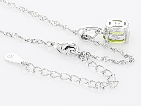 Green Peridot Rhodium Over Silver August Birthstone Pendant With Chain 1.16ct