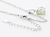 Green Peridot Rhodium Over Silver August Birthstone Pendant With Chain 1.16ct