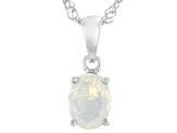 Multicolor Ethiopian Opal Rhodium Over Sterling Silver October Birthstone Pendant With Chain 0.55ct