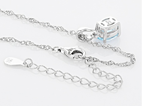 Sky Blue Topaz Rhodium Over Sterling Silver December Birthstone Pendant With Chain 1.23ct