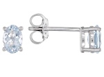 Blue Aquamarine Rhodium Over Sterling Silver March Birthstone Stud Earrings 0.68ctw