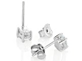 White Topaz Rhodium Over Sterling Silver April Birthstone Stud Earrings 0.92ctw