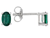 Green Lab Created Emerald Rhodium Over Sterling Silver May Birthstone Stud Earrings 0.68ctw