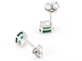 Green Lab Created Emerald Rhodium Over Sterling Silver May Birthstone Stud Earrings 0.68ctw