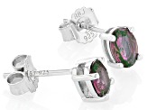 Blue Lab Created Alexandrite Rhodium Over Sterling Silver June Birthstone Stud Earrings 0.85ctw