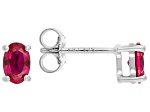 Red Lab Created Ruby Rhodium Over Sterling Silver July Birthstone Stud Earrings 0.85ctw