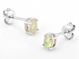 Multi-Color Ethipoian Opal Rhodium Over Sterling Silver October Birthstone Stud Earrings 0.42ctw