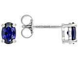 Blue Lab Created Sapphire Rhodium Over Sterling Silver September Birthstone Stud Earrings 0.85ctw
