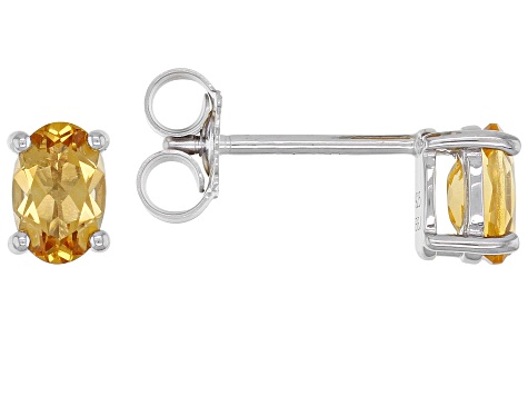 Yellow Citrine Rhodium Over Sterling Silver November Birthstone Stud Earrings 0.77ctw