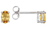 Yellow Citrine Rhodium Over Sterling Silver November Birthstone Stud Earrings 0.77ctw