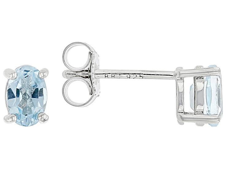 Sky Blue Topaz Rhodium Over Sterling Silver December Birthstone Stud Earrings 1.02ctw